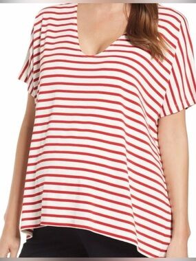 Hatch Maternity Perfect V Tee Red Stripe O/S